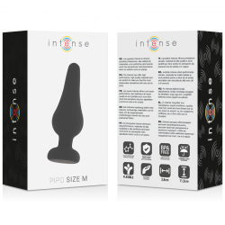 Intense anal plug pipo m silicone negro 11 cm