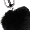 Coquette plug anal de metal con pompón talla L, detalle del pompón negro