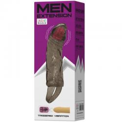 Baile funda extensora pene con vibracion y strap para testiculos 13.5 cm