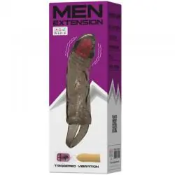 Baile funda extensora pene con vibracion y strap para testiculos 13.5 cm