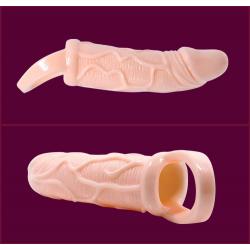 Baile funda extensora pene con vibracion y strap para testiculos 13.5 cm