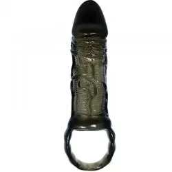Baile funda extensora pene con strap para testiculos negro 13.5 cm