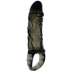Baile funda extensora pene con strap para testiculos negro 13.5 cm
