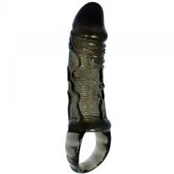 Baile funda extensora pene con strap para testiculos negro 13.5 cm
