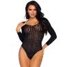 Body de manga larga con grecas Leg Avenue, de frente con cuello redondo