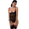 Teddy Passion North negro de copas abiertas, modelo de frente con medias