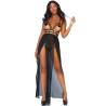 Vestido de tiras y tanga Leg Avenue Yours Always con falda larga abierta, de frente