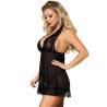 Babydoll Halter Subblime Negro con Encaje, de frente