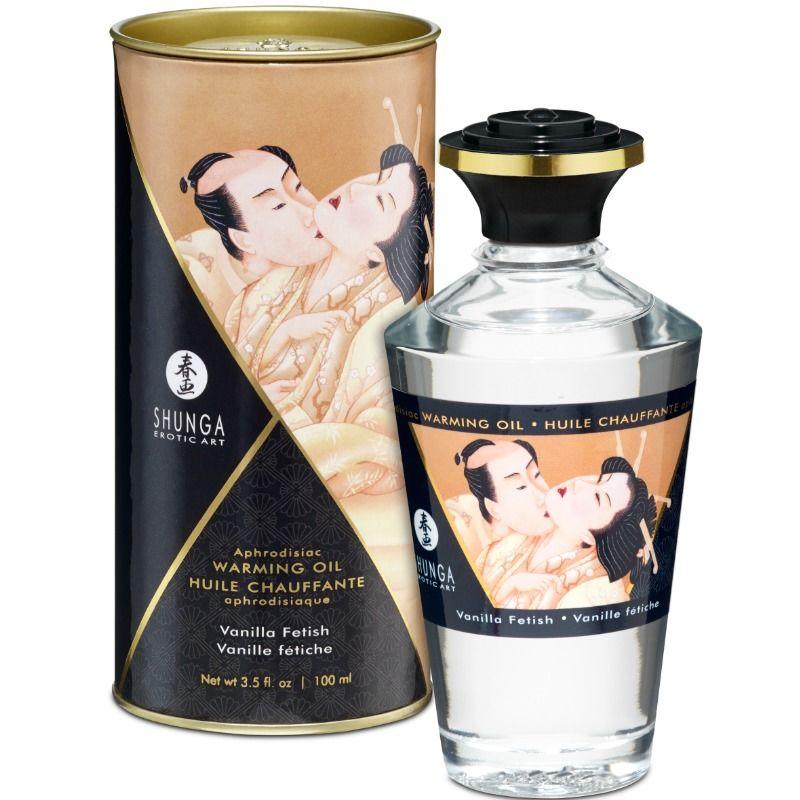 Shunga aceite masaje efecto calor sabor vanilla fetiche 100 ml