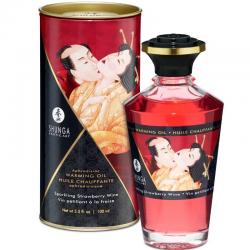 Shunga aceite masaje efecto calor fresas y cava 100 ml