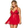 Babydoll Rojo Subblime con Lazo y Encaje, en rojo, de frente