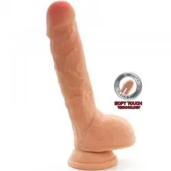 Get real - dual density dildo 25,5 cm con testiculos natural