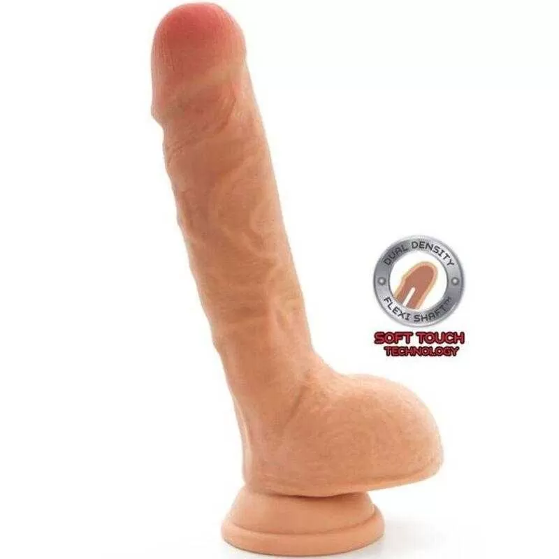 Get real - dual density dildo 25,5 cm con testiculos natural