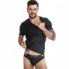 Camiseta negra Anais Men Petrol de manga corta: vista frontal sobre modelo