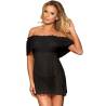 Vestido Subblime Negro de Hombros al Aire y Tanga, en negro, de frente