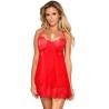 Babydoll Subblime Rojo con Lacitos y Encaje, en rojo, de frente
