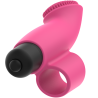 Vibrador de dedo Ohmama rosa visto de lado con la anilla para el dedo