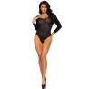 Body de manga larga con grecas Leg Avenue, cuerpo entero de frente