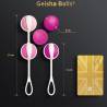G-Vibe Geisha Balls 3, con las medidas junto a una tarjeta