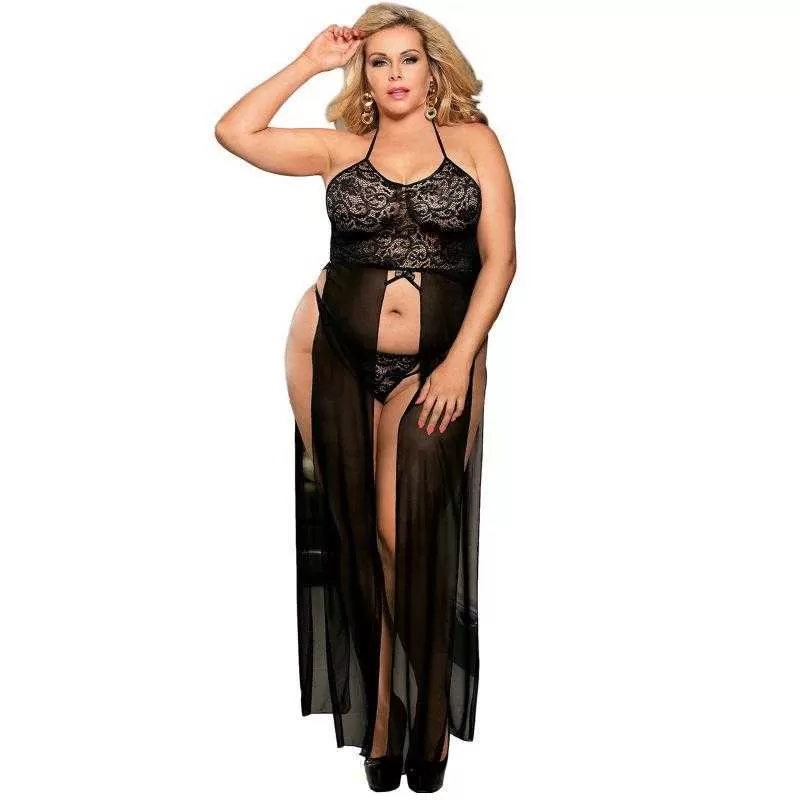 Subblime queen plus set top-vestido y tanga negro Subblime queen plus set top-vestido y tanga negro