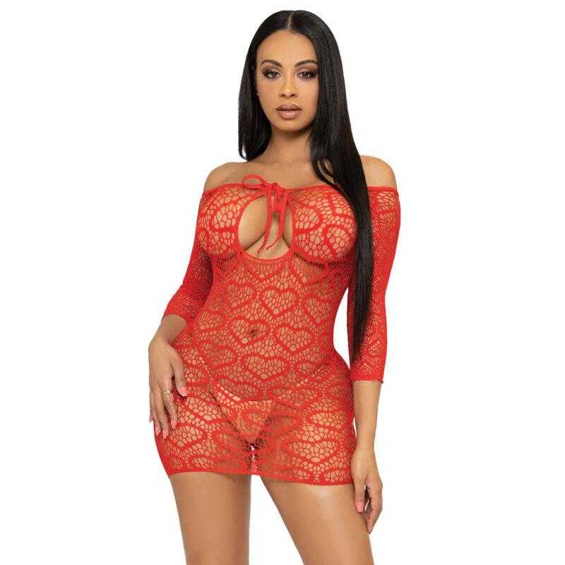 Leg avenue mini vestido heart net talla única -