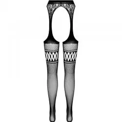 Passion - s026 medias con liguero negro talla unica