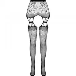 Passion - s027 medias con liguero negro talla unica