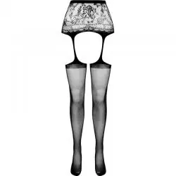 Passion - s028 medias con liguero negro talla unica