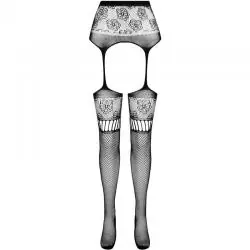 Passion - s030 medias con liguero negro talla unica