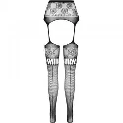 Passion - s030 medias con liguero negro talla unica