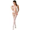 Bodystocking de celosía Passion BS054 blanco, modelo de frente
