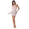 Minivestido halter de red Passion BS063 blanco, modelo de frente