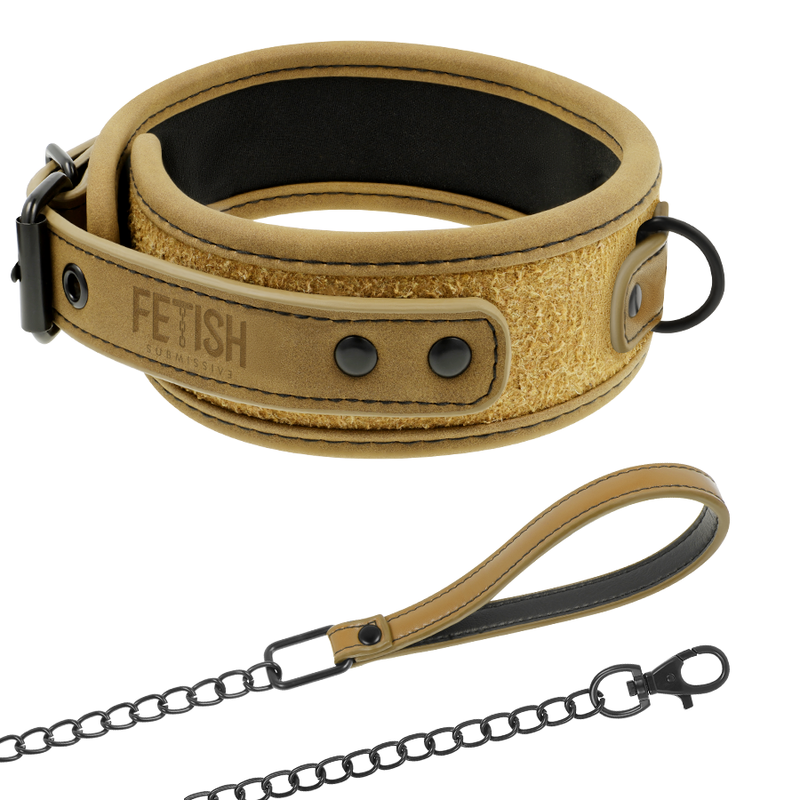 Fetish submissive origen collar con cadena con forro de neopreno