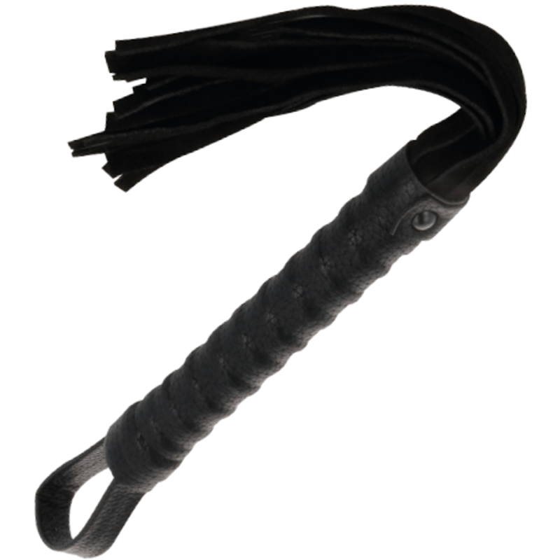 Darkness látigo bondage negro con mango de piel Darkness látigo bondage negro con mango de piel
