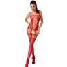 Bodystocking de celosía Passion BS054 rojo, modelo de frente