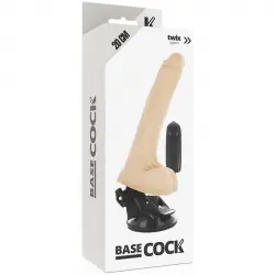 Basecock - vibrador realistico control remoto natural con testiculos 20 cm