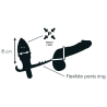 Plug texturizado con anilla doble Addicted Toys, esquema con la medida de 8 cm