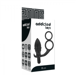 Addicted toys plug anal con anilla doble negro