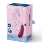 Satisfyer Curvy 1+, caja rosa con el producto rojo
