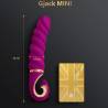 Gvibe Gjack Mini morado con sus medidas y una tarjeta para comparar