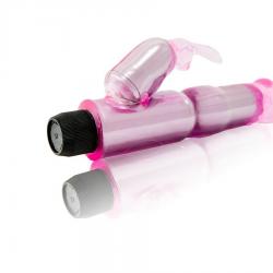 Vibrador c/estimulador rosa regulable
