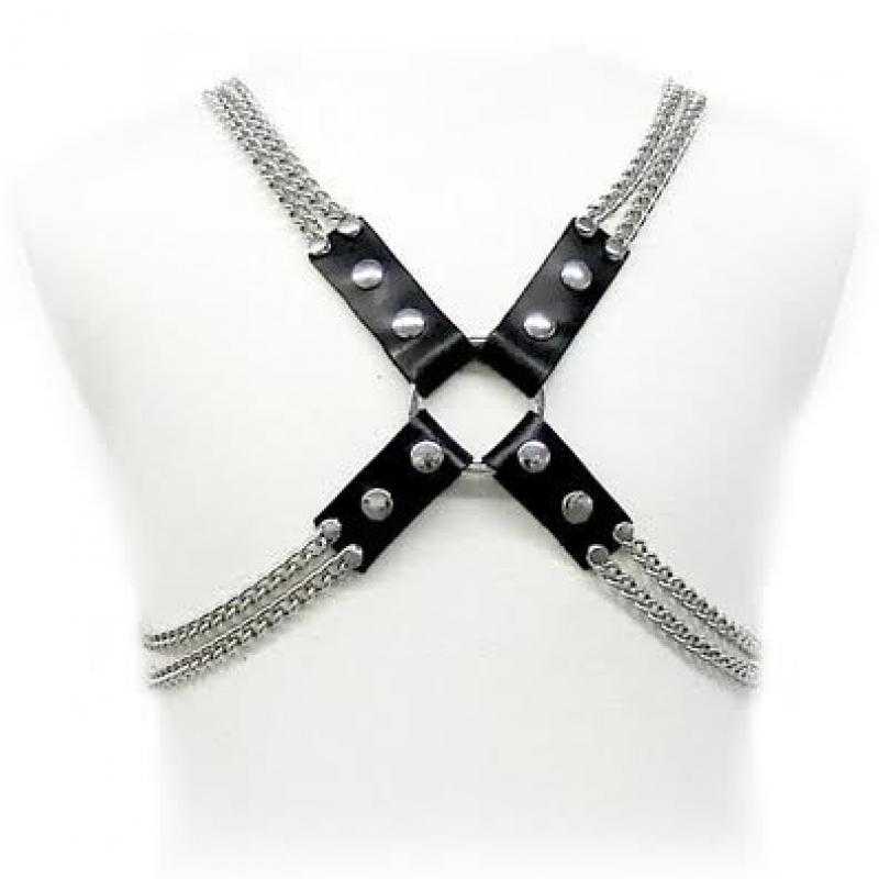 Leather body chain harness