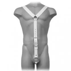 Leather body harness men blanco