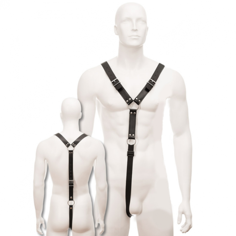 Leather body harness men negro