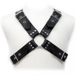 Leather body buckles harness