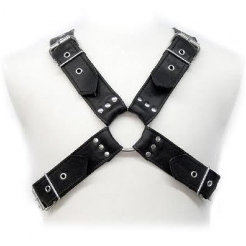 Leather body buckles harness