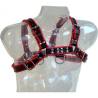 Leather body chain harness iii black / red - 1