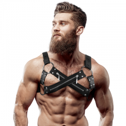 Fetish submissive attitude - arnés bulldog ajustable neopreno pecho cruzado con cremalleras hombre