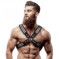Fetish submissive attitude - arnés ecopiel pecho cruzado con remaches hombre