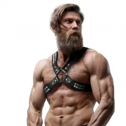 Fetish submissive attitude - arnés ecopiel pecho cruzado con remaches hombre